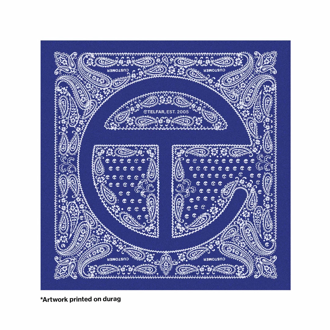 Wholesale ⭐ TELFAR Durags Bandana Print Durag - Blue/White 🛒 4 TELFAR Durags Bandana Print Durag - Blue/White