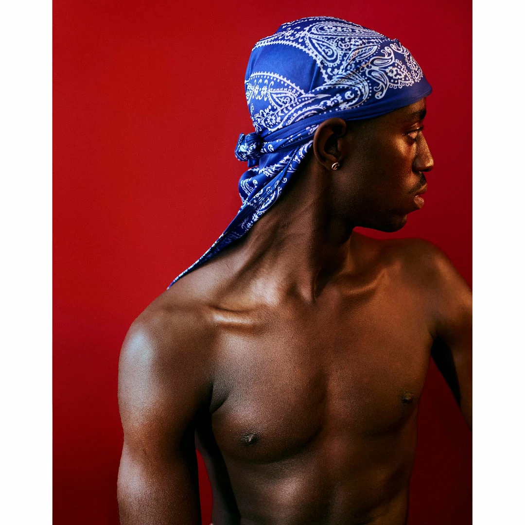Wholesale ⭐ TELFAR Durags Bandana Print Durag - Blue/White 🛒 8 TELFAR Durags Bandana Print Durag - Blue/White