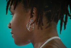 TELFAR Jewelry Medium Logo Hoop Earring - Silver