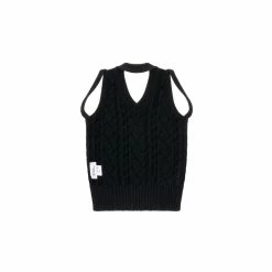 TELFAR Cable Knit Backless V-neck - Black