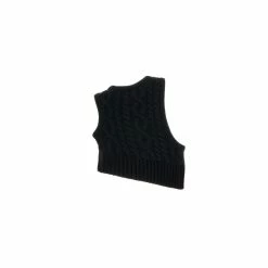 TELFAR Cable Knit Cropped Half Tank - Black Cable Knits