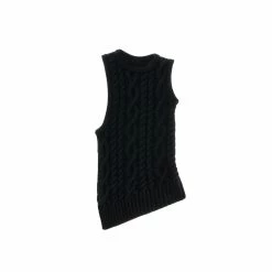 TELFAR Cable Knit Half Tank - Black Cable Knits