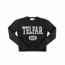 TELFAR Cable Knit Thumbhole Sweater - Black Cable Knits