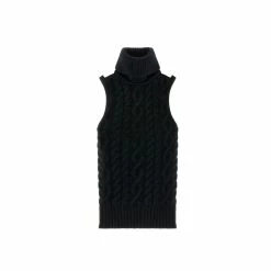 TELFAR Cable Knits Cable Knit Turtleneck Halter Tank - Black
