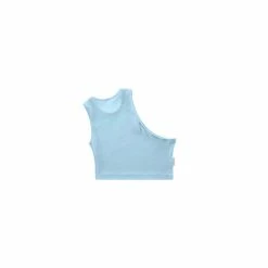 TELFAR Rib Knits Cropped Half Tank - Pool Blue