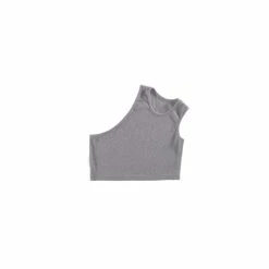 TELFAR Rib Knits Cropped Half Tank - Heather Grey
