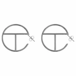 TELFAR Jewelry Large Logo Hoop Earring - Silver