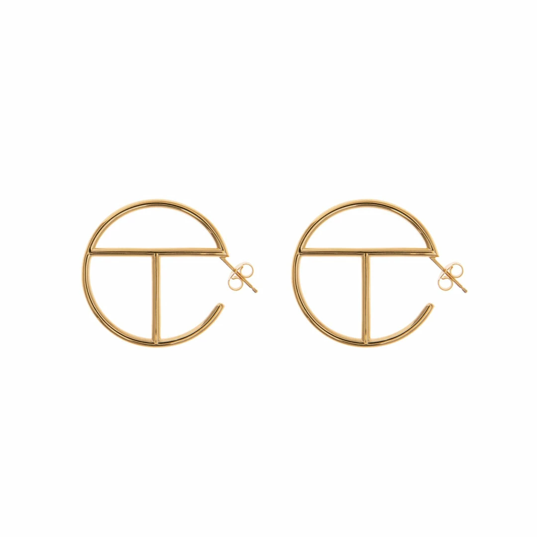 New ๐ฅ TELFAR Jewelry Medium Logo Hoop Earring - Gold โจ 1 TELFAR Jewelry Medium Logo Hoop Earring - Gold