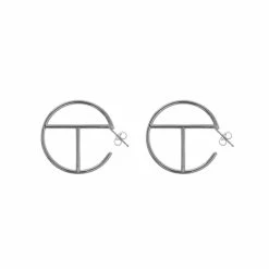 TELFAR Jewelry Medium Logo Hoop Earring - Silver