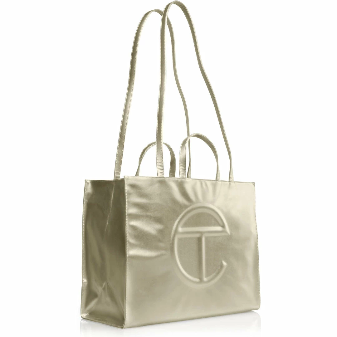 Best Pirce ⭐ TELFAR Large Gold Shopping Bag 👏 2 TELFAR Large Gold Shopping Bag
