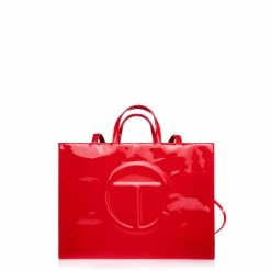 TELFAR Large Red Patent Shopping Bag Patent Shoppers