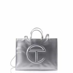 TELFAR Large Silver Shopping Bag