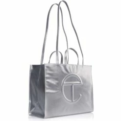 TELFAR Large Silver Shopping Bag
