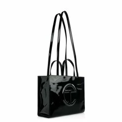 TELFAR Medium Black Patent Shopping Bag Patent Shoppers