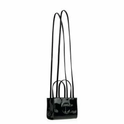 TELFAR Small Black Patent Shopping Bag Patent Shoppers